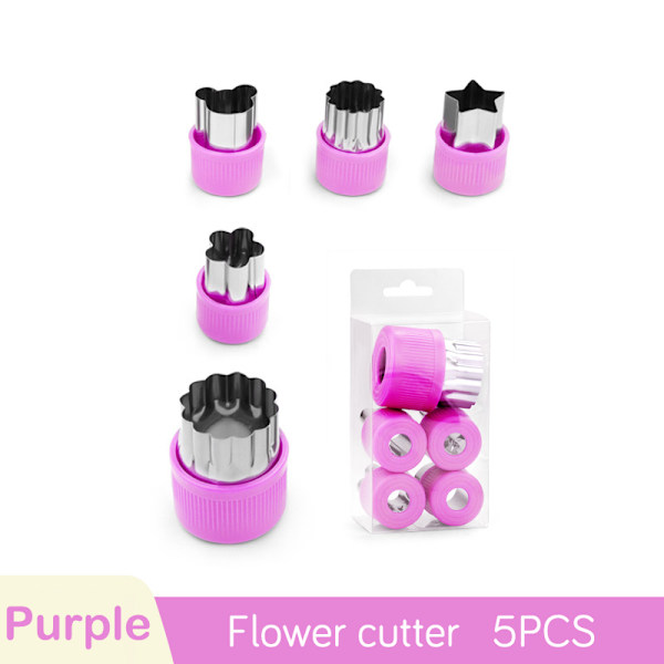 Vegetable Fruit ter ruostumattomasta teräksestä valmistetut kukat sarjakuvan muotoinen mold 5pcs-Purple