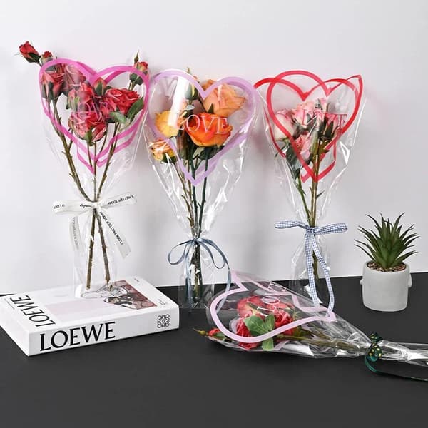 Transparenta rosförpackningspåsar Blomsterbukett Plastpåse Bukett White