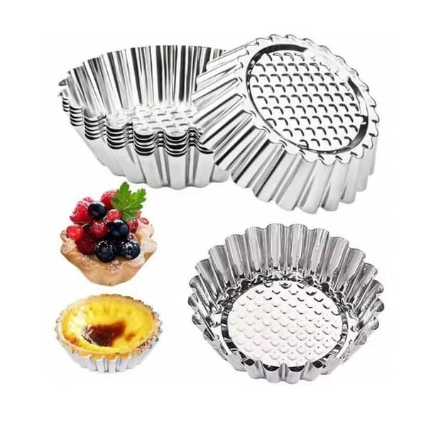 Genanvendelige æggetærteforme i aluminium, non-stick, perforeret bund 6PCS