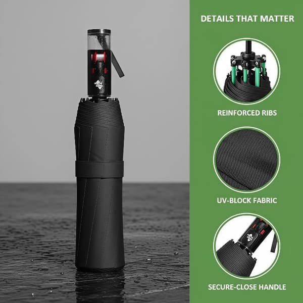 FIND Højkvalitets Automatisk Paraply 80 Ribber Storm-resistent Fo 4