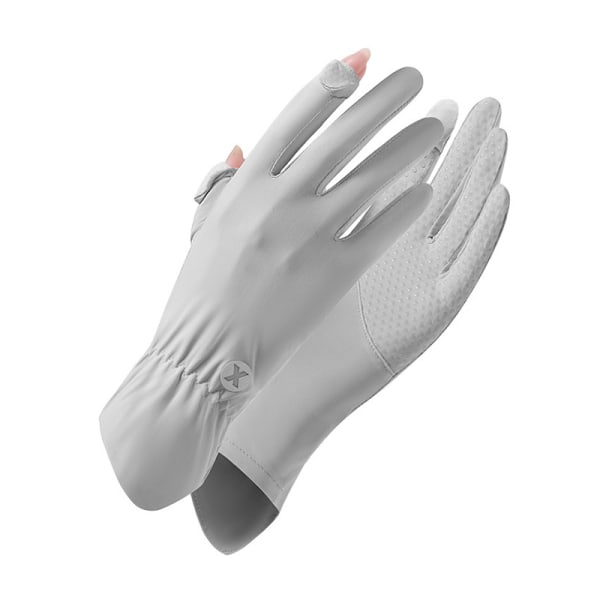 Two Fingers Gloves Solbeskyttelseshansker Touch Gloves Summer Gray