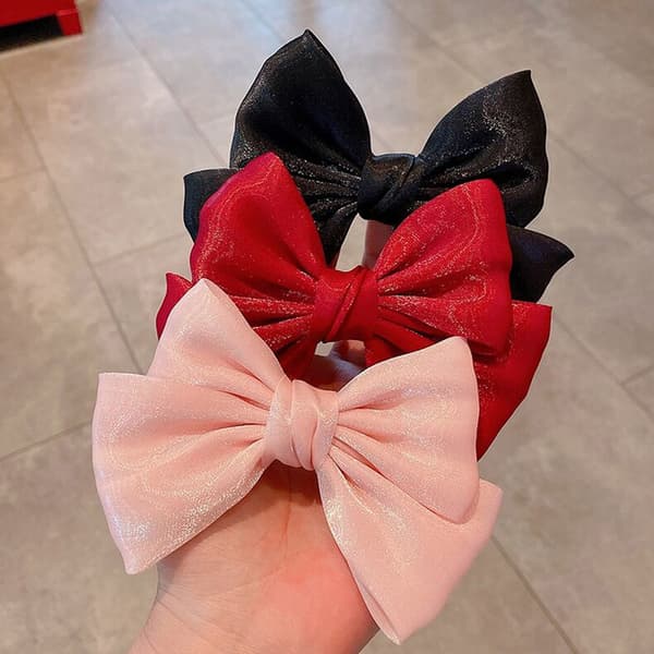 Barn Flekk Sløyfe Hårklemme Jenter Princess Duckbill Clip e Hea Wine red