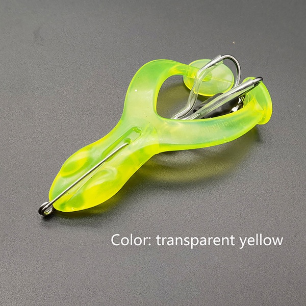 Frog Soft Frog Lure Fiskeri Lure Biomorphics Bait for Bass Fish transparent yellow large
