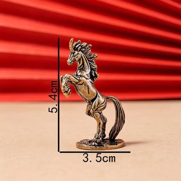 Fantasy Steilende Hest Statue Retro Messing Dyrefigurer Minia