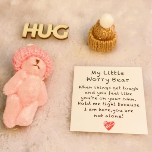 1 sett lommeklem bamse med nettingpose Mini positiv stu Yellow