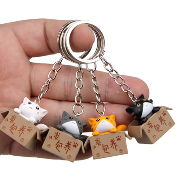 Creative e Little Cat Box nøglering til kvinder mænd nøglering taske C Orange