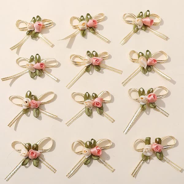 (10st/förpackning) 4,5 cm rosknopp rosett vit rosa 2 rosenrosetter presentförpackning 1