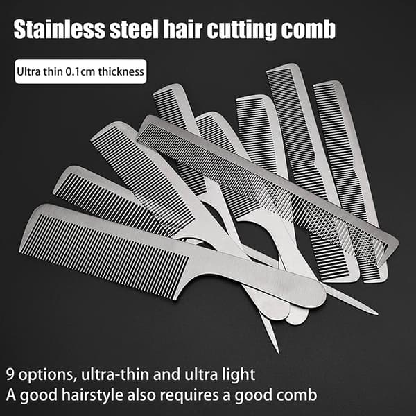 Barber Professionel Rustfrit Stål Sølv Frisørkam En K3
