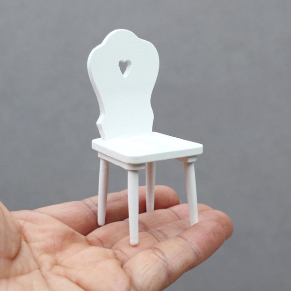 1:12 Dukkehus Miniature Kærlighedsstol Model Taburet Rygstol Møbler White