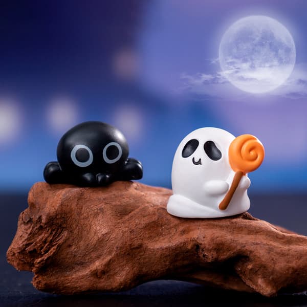 Mini Halloween-prydnad Spindelfladdermöss Skelett Spöke Mikro Landskap A13