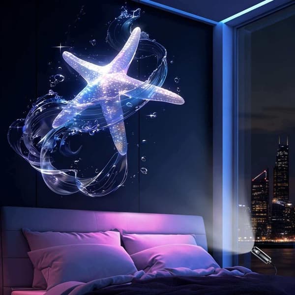 LED USB-projektorlys Projeksjonsmønstre Justerbar Hval Bu A3