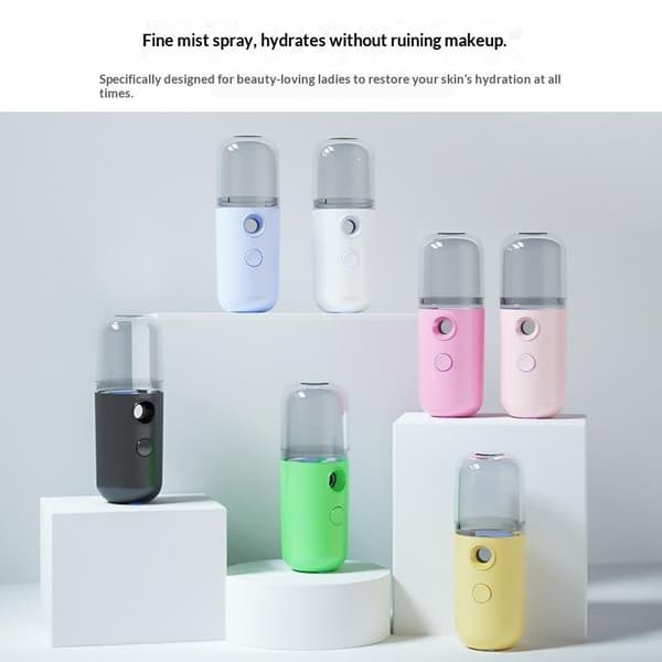 1 sett Nano Mist Ansiktssprøyte Luftfukter USB Oppladbar Nebu White
