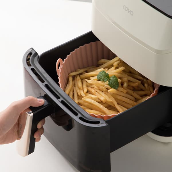 Silikon Air Fryer Pot Kurv Liners Non-Stick Safe Stekeovn Baking SquareBlack