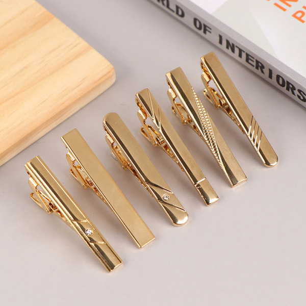 1 Stk Simple Style Necktie Clip For Mænd Pin Clip Kort Clip Guld 3