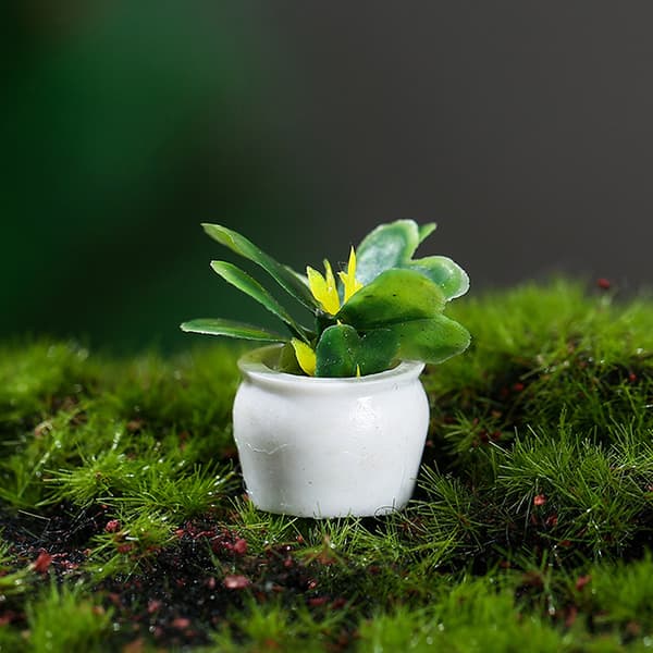 4 stk 1:12 dukkehus miniature minitræ pottet til grønt