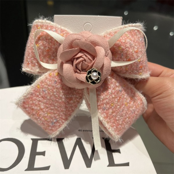 Håndlavet stof blomst sløjfe hår klip barrettes Fashion hestehale A3