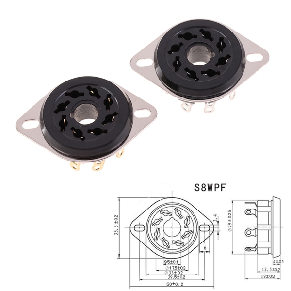 8Pin Bakelitt Rør Sokkel Base S8WPF Bakelitt Forgylt For KT88 6 S8WPF