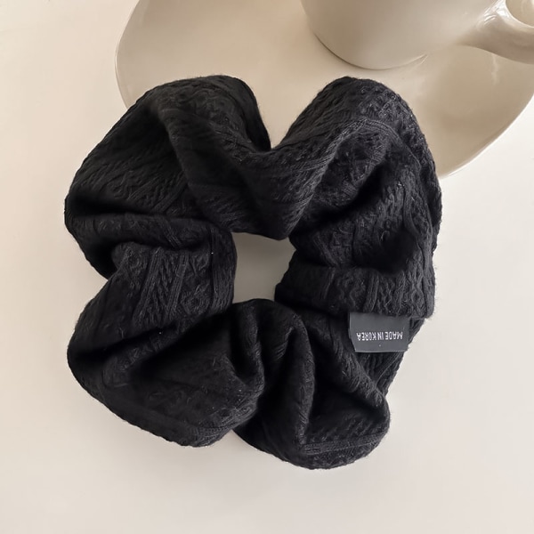 Mote strikket ull Scrunchie Elastisk hårtau hårtilbehør Black