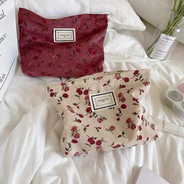1st Manchester Flower Kosmetikväska Clutchväska Stor sminkorgan Pink