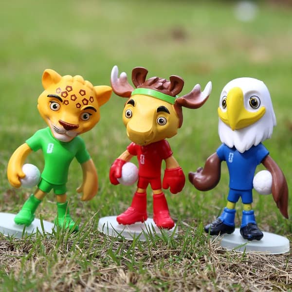 3 stk/sæt 2026 Fodbold Maskot Model Dukker Auto Interiør Dekoration A2