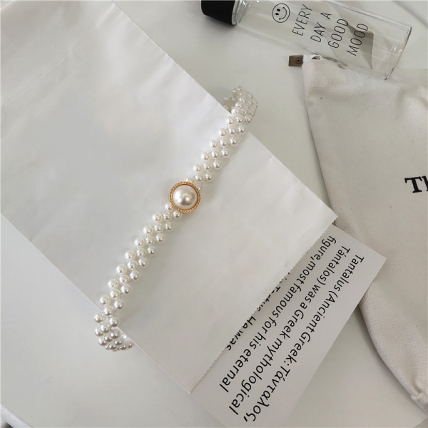 Stort perletaljekæde til kvinders elastikbælte med diamantdekor A4