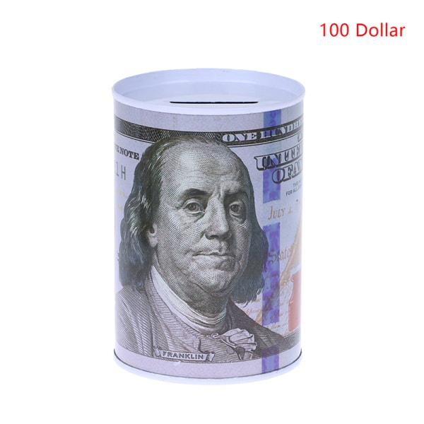 1st 7,5*11 Kreativ Cylindrisk Valuta Spargris Barn 100 Dollar