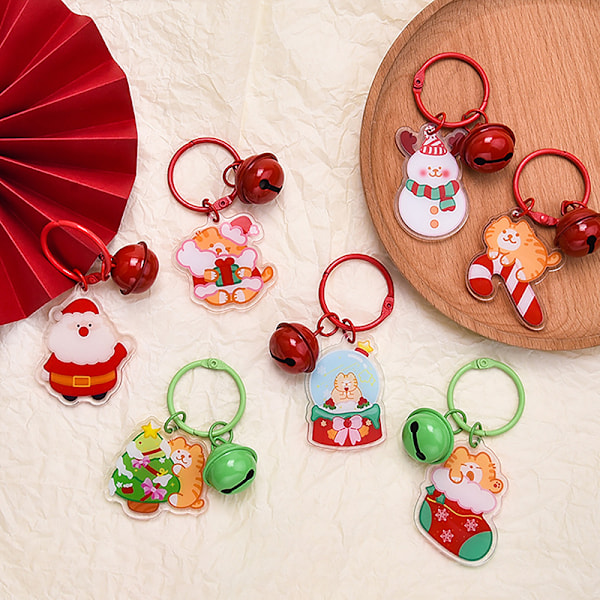 Tegneserie Jul Nøkkelring Vedheng Kawaii Julenissen Juletre A3