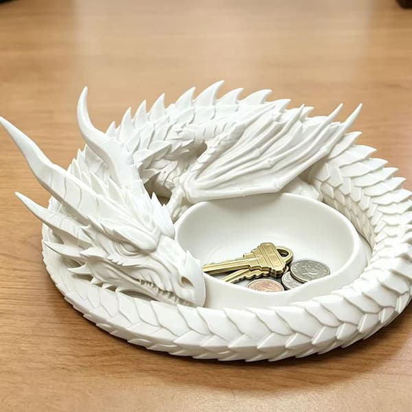3D-printet drageformet bakke Gray