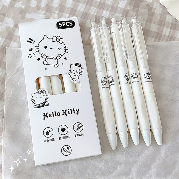 5 stk Kawaii Pen Black Ink Gel Penne Æstetisk brevpapir Pen Sæt A2