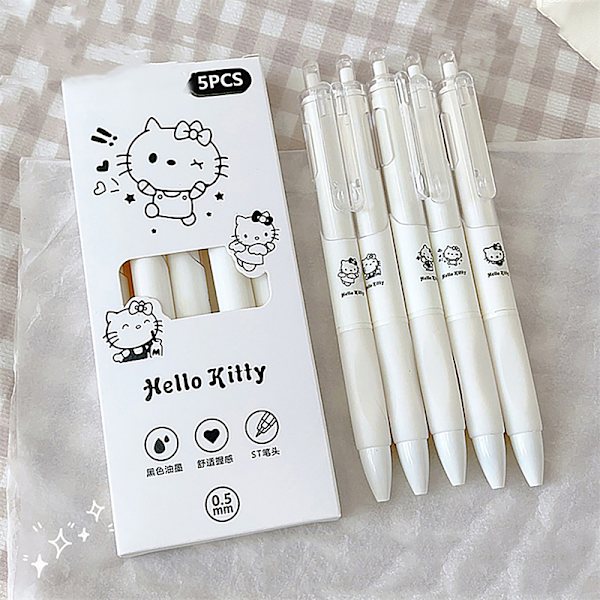 5 stk Kawaii Pen Black Ink Gel Penne Æstetisk brevpapir Pen Sæt A3
