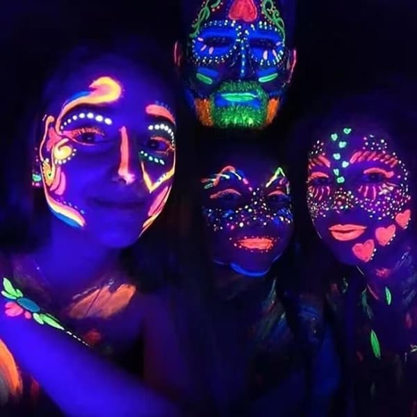 6 st Neon UV Glow Ansiktsfärg Kritset Svart Ljus Glöd Ej Till
