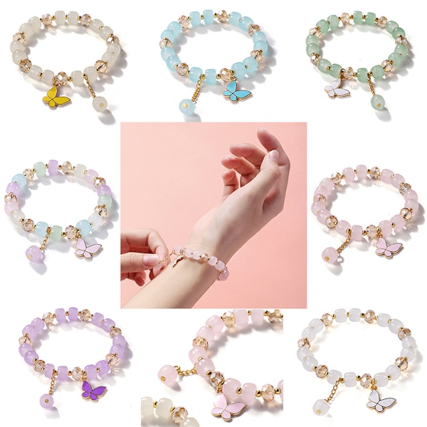 Kvinnor Flickor Glaspärlor Armband Butterfly Form hänge Damer A3