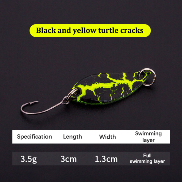 Enkel krok øse-formet roterende spinner paljetter fiske abbor Black Yellow 3.5g