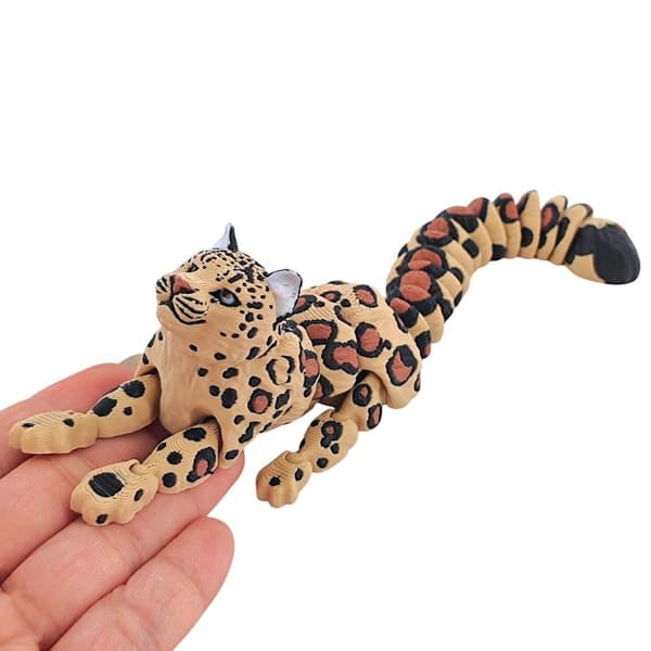 3D-printet snøleopardmodellsimulering med flere bevegelige dyr A3