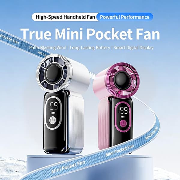 Mini Håndholdt Ventilator Med LED-Display A