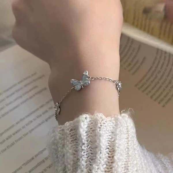 Lysende sommerfuglehalskæde armbånd elegant smykkegave fødselsdag A2