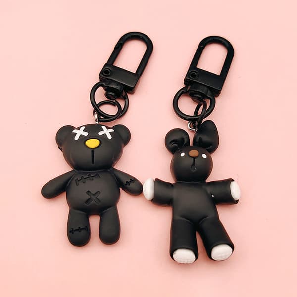 Cool Black Bear Key Chain Coffee Cup Pendant Car Keyring Charm C