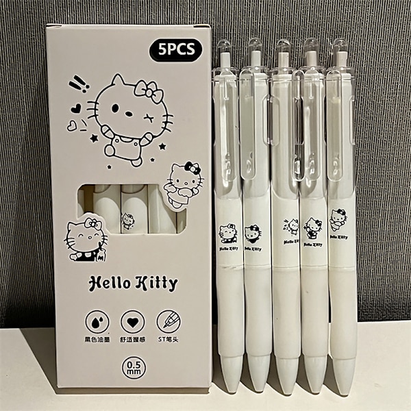 5 st Kawaii Pen Black Ink Gel Pens Estetisk brevpapper Pen Set A4