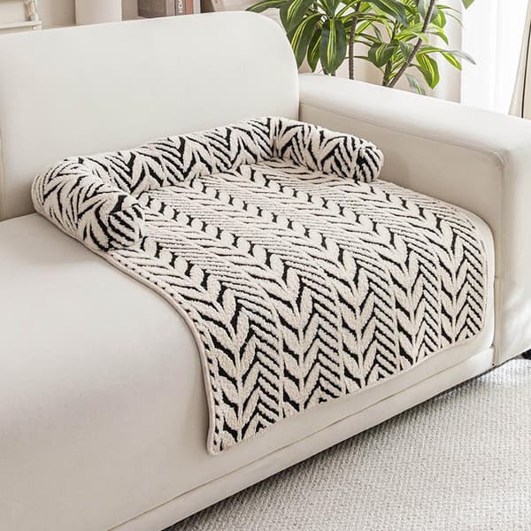 Kjæledyrsofa-sengematte med sideputer, myk, luftig, sklisikker hundeseng 55x75CM