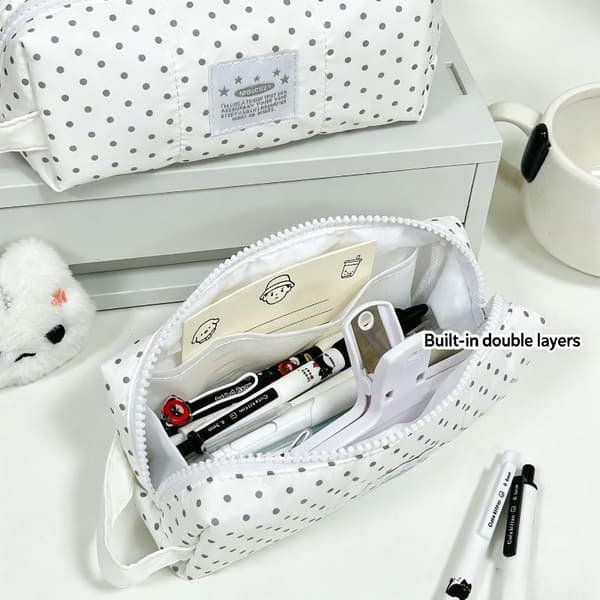 e Polka Dot Pennfodral Brevpappersväska Stor Kapacitet Brevpapper 1pc