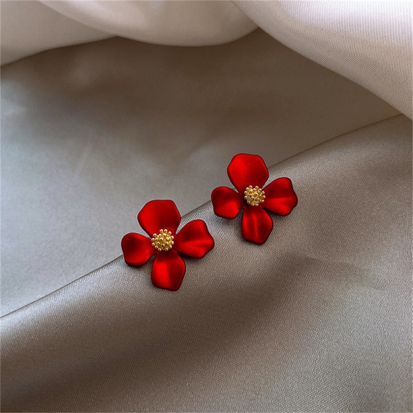 Røde kronblade Temperament e Små blomsterøreringe Dameøreringe F Red