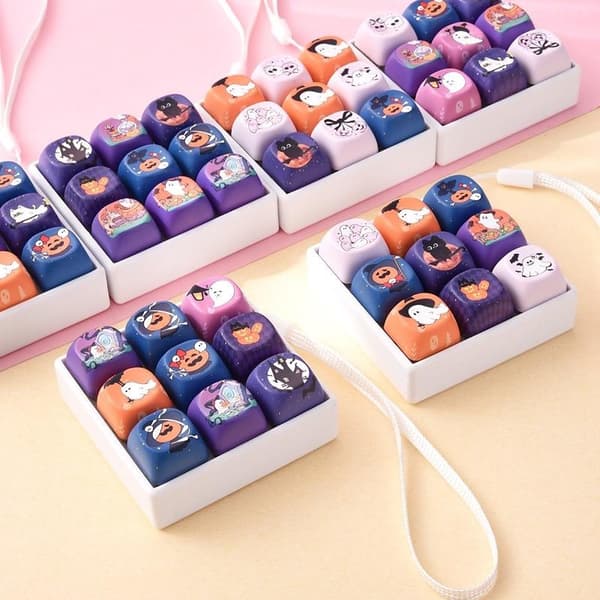 9-tastet Halloween-tema tastaturvedhæng Kreativ e Keycap Fidget A3