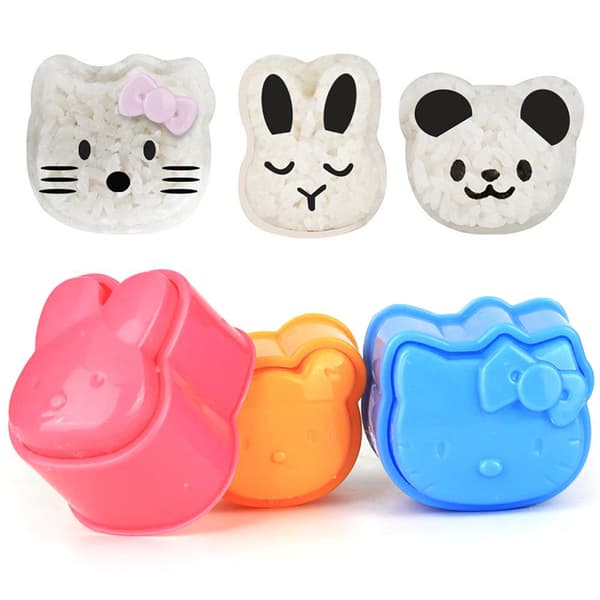 3 st Sushiformar i form av tecknad björn, risbollform DIY Bento 1Set/3pcs