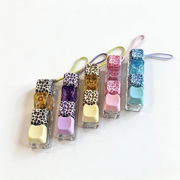 Kreativ Leopard Tastatur Keycap Legetøj Lysende Lydløs Tryk Aflastning Pink Without light