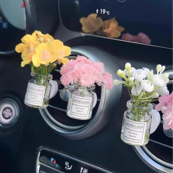 Bilens midtkonsoll luftutløp simulerte blomsterklips ornamenter A1