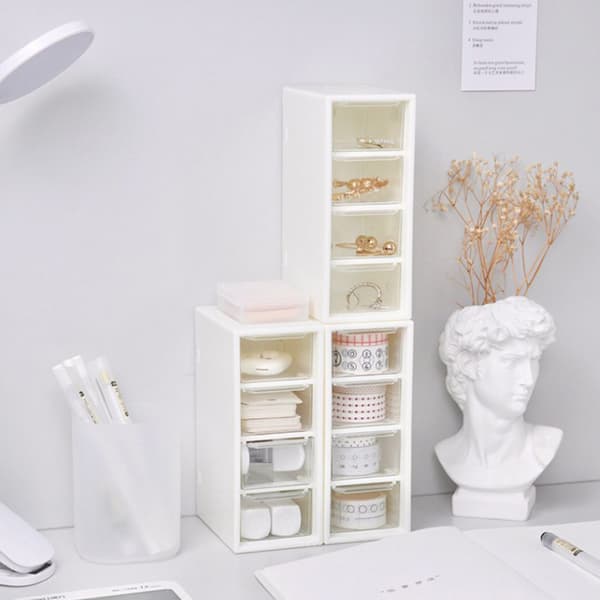 Desktop kosmetisk förvaringslåda 4 lådor Case Smal