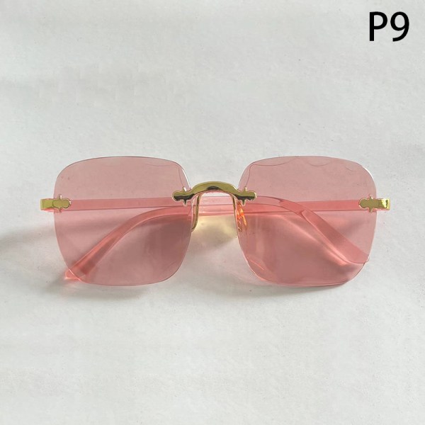 Rammeløse kantsolbriller klare flerfargede linser UV400 kvinner 9