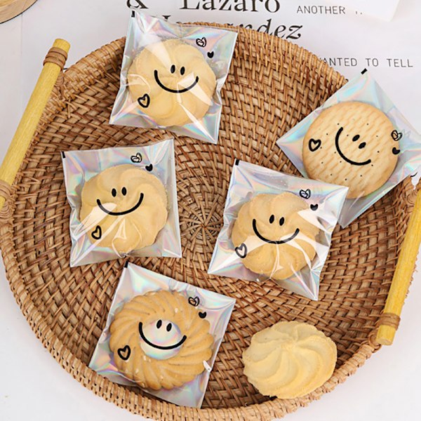 100 stk Snowflake Crisp Cookie emballagepose Selvklæbende pose B 100pcs