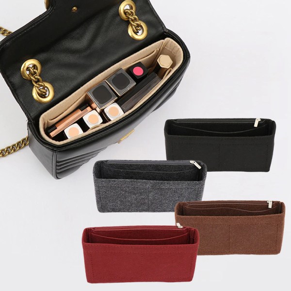 Huopakankainen laukkuvuori sopii Luxury Bag Insert Organizer Cosmeen Khaki S