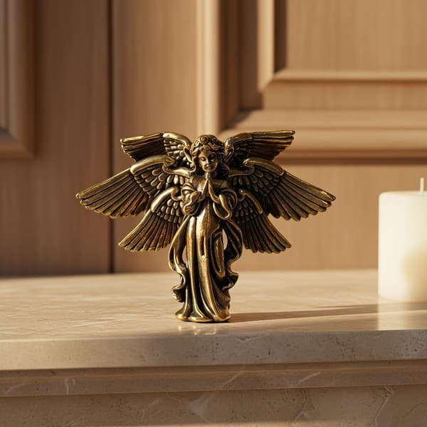 Kobber Seksvinger Engel Kjærlighet Cupid Statue Små Ornamenter Engel Bronze